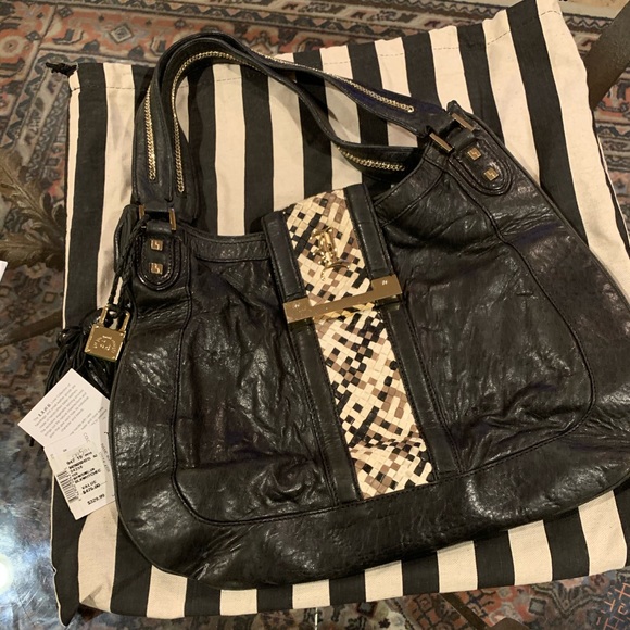 LAMB watchall black crinkled leather hobo bag - Picture 1 of 8